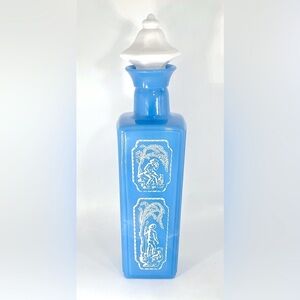 Jim Beam 1965 Blue Slag Milk Glass Decanter Whiskey Bottle Shepard & Dog Cork